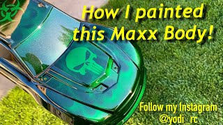 Tutorial on how to custom paint RC Maxx body [upl. by Eelinnej]