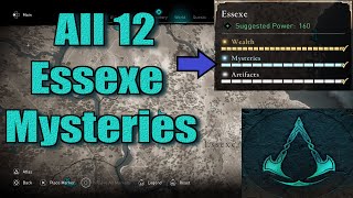 Assassins Creed Valhalla All Essexe Mysteries Locations guide [upl. by Aisekal269]