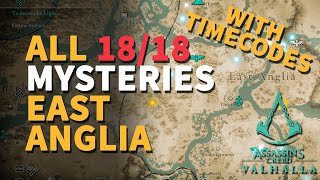 All East Anglia Mysteries Assassins Creed Valhalla All Locations [upl. by Matlick]