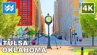 4K Downtown Tulsa Oklahoma USA  Virtual Walking Tour amp Travel Guide 🎧 Binaural City Sounds [upl. by Monika679]