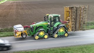 JOHN DEERE 8RX 370cv at wheat seeding with 8m Alpego  100 Sound [upl. by Kimball]