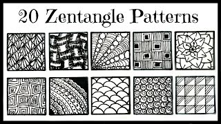 Easy 20 Zentangle Patterns for Beginners [upl. by Ggerg766]